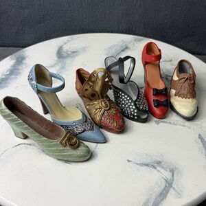6 Vintage Miniature Shoes Just The Right Shoe My Treasure Resin Heel Figurine Lo